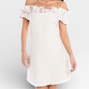Rebecca Taylor Off-the-Shoulder White Ruffle Dress – Size 4